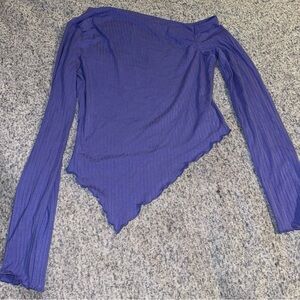 Chic Asymmetrical Blue Bodysuit